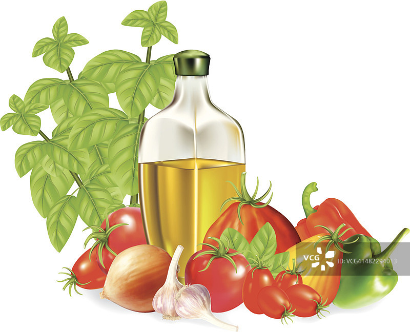 橄榄油与蔬菜图片素材