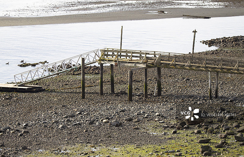 退潮时的码头图片素材