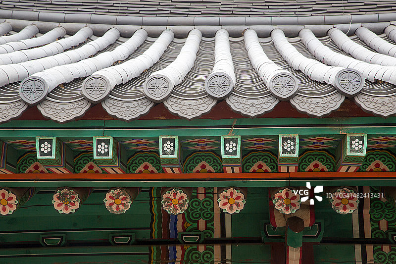 村庄里的传统韩国建筑细节图片素材