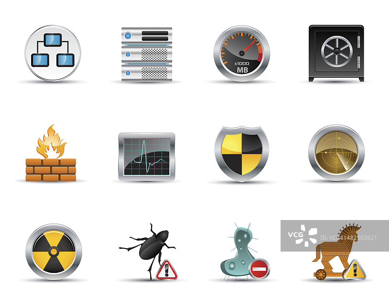 流畅丝绸图标集：网络与安全图片素材