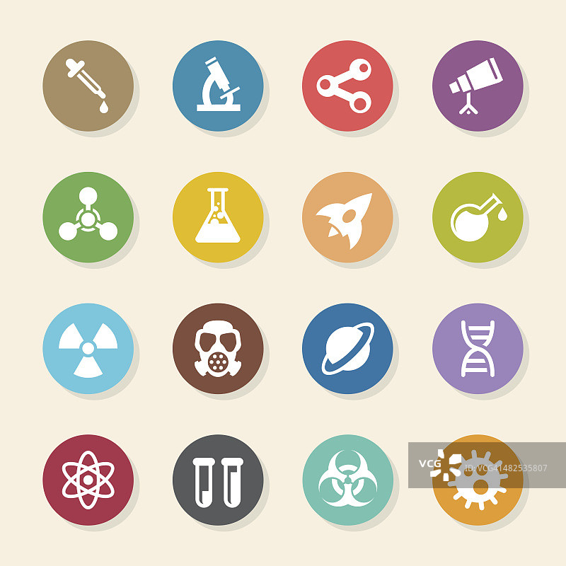 科学图标 - 彩色圆圈系列图片素材