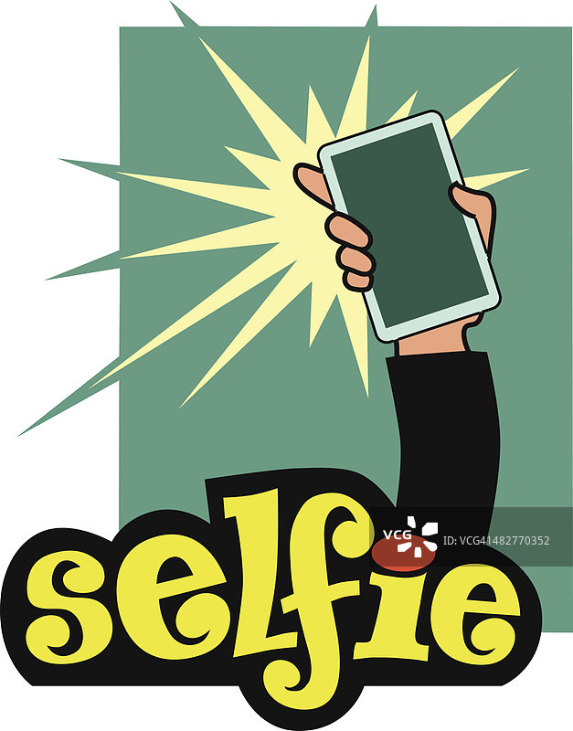 卡通自拍-手持手机拍照图片素材