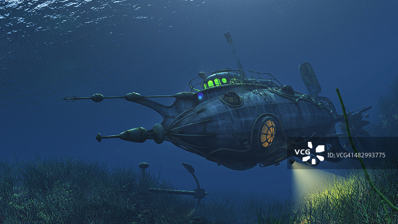 未来蒸汽朋克潜艇图片素材