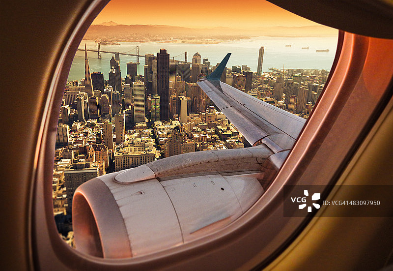 旧金山天际线鸟瞰图图片素材