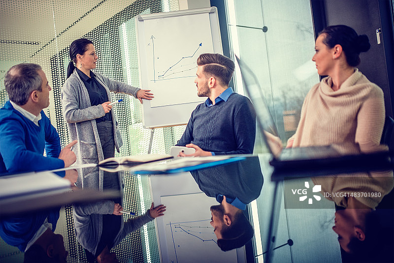 女高管讲解图表图片素材
