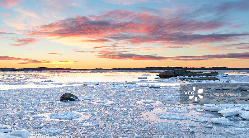 哥德堡群岛冰块日落图片素材