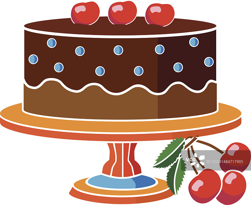 樱桃蓝莓巧克力蛋糕图片素材