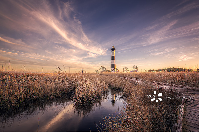 日落时分的博迪岛灯塔图片素材