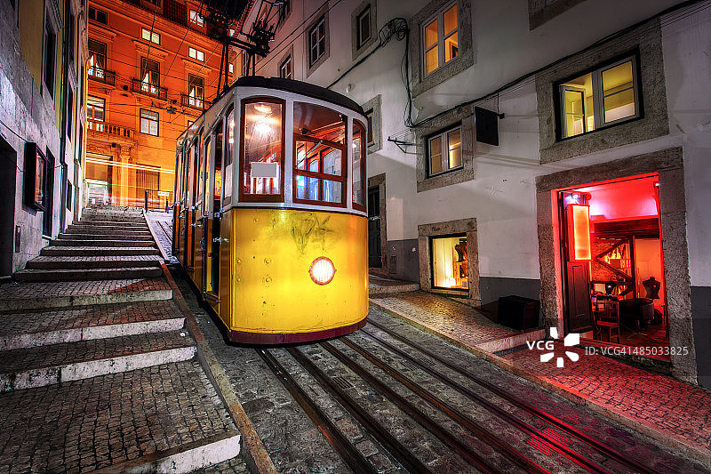 比卡升降机旁的有轨电车图片素材