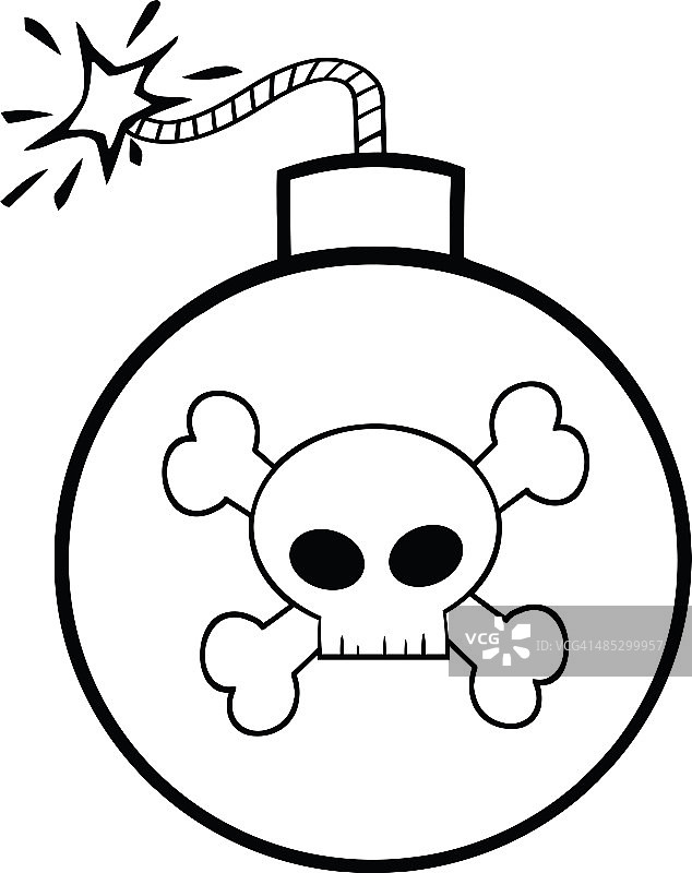 带有骷髅和交叉骨的黑白炸弹图片素材