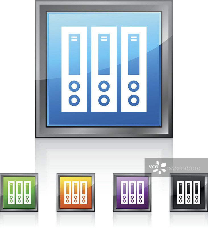 方形按钮上的计算机服务器图标图片素材
