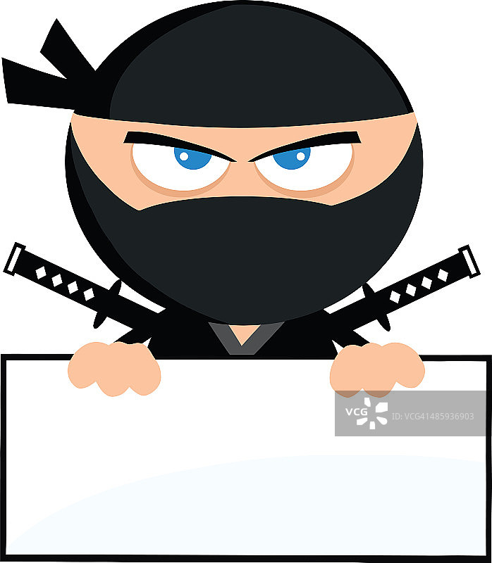 空白标志上的忍者战士扁平设计图片素材