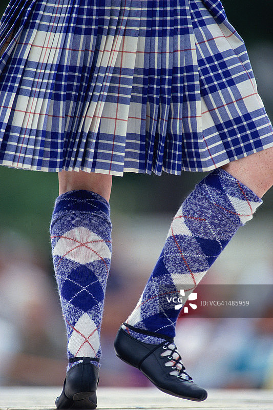 苏格兰高地舞者的腿和短裙图片素材