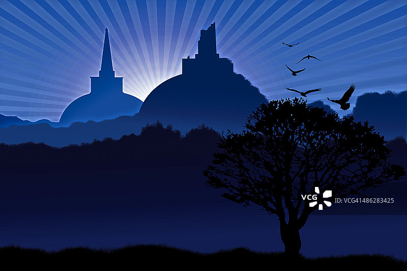 世界遗产地的佛教佛塔图片素材