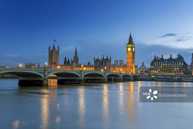 伦敦威斯敏斯特宫的黄昏图片素材