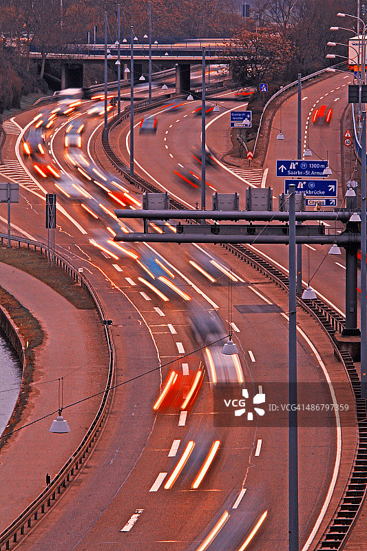 城市高速公路黄昏景色图片素材