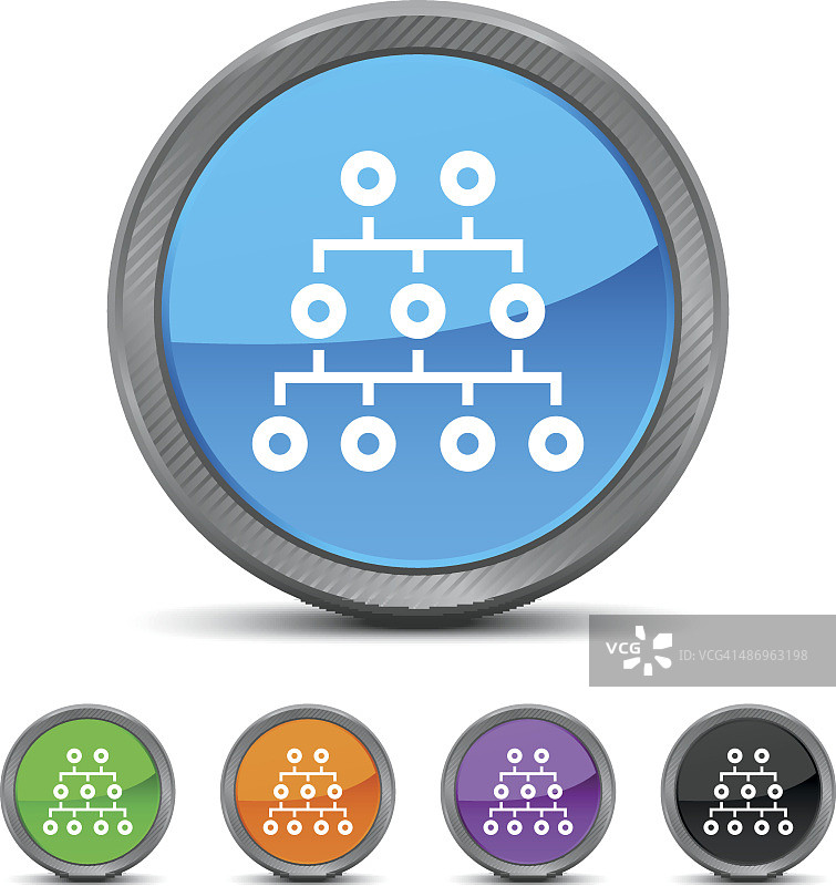 圆形按钮上的组织结构图图标图片素材