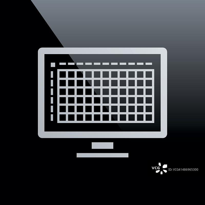 黑色背景上的电脑显示器图标图片素材