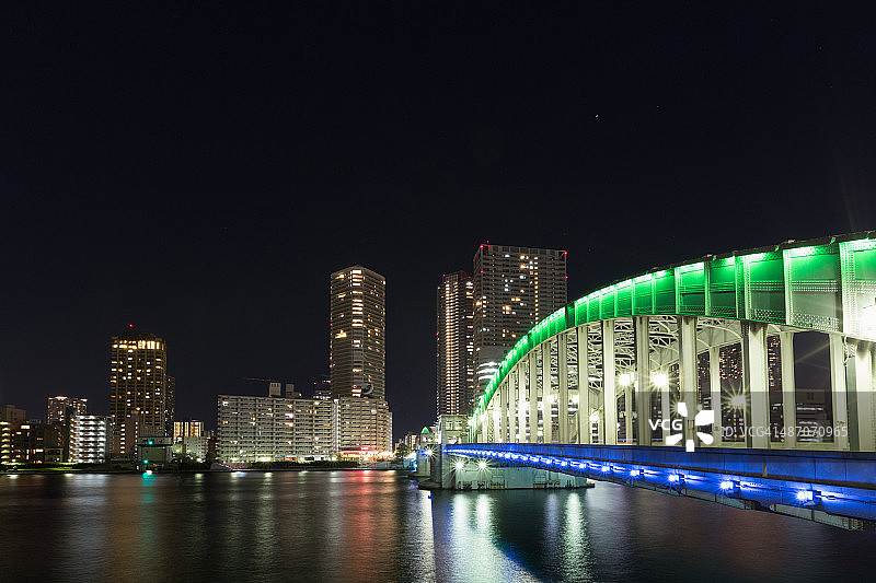 东京河畔天际线与胜哄桥图片素材