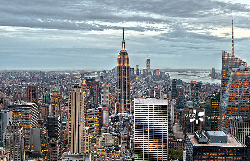 曼哈顿建筑群，美国纽约市图片素材