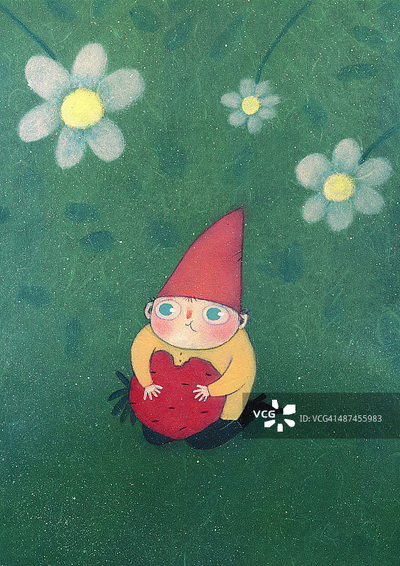 拿着草莓的地精图片素材