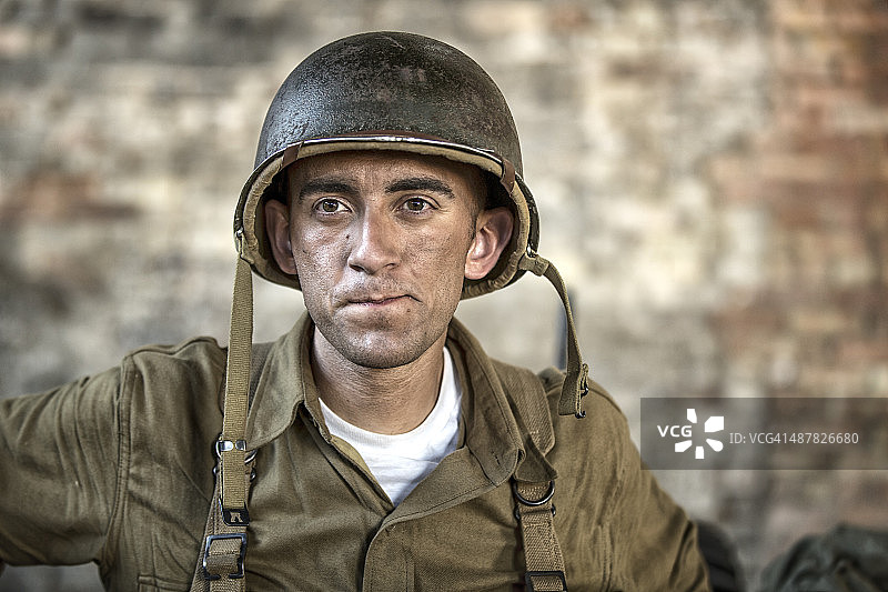 二战时期陆军士兵的肖像图片素材