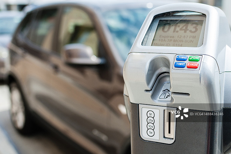 剩余时间的电子/数字停车计时器图片素材