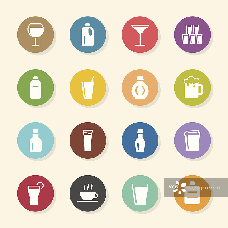 饮品图标第二辑 - 彩色圆形系列图片素材