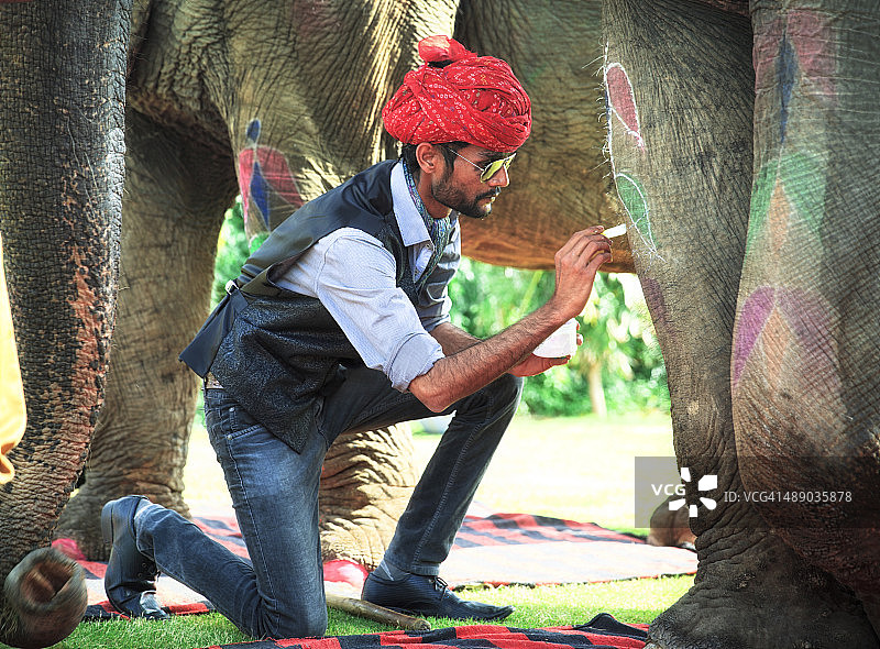 驯象师装饰他的大象图片素材