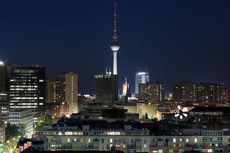 柏林城市夜景全景图片素材