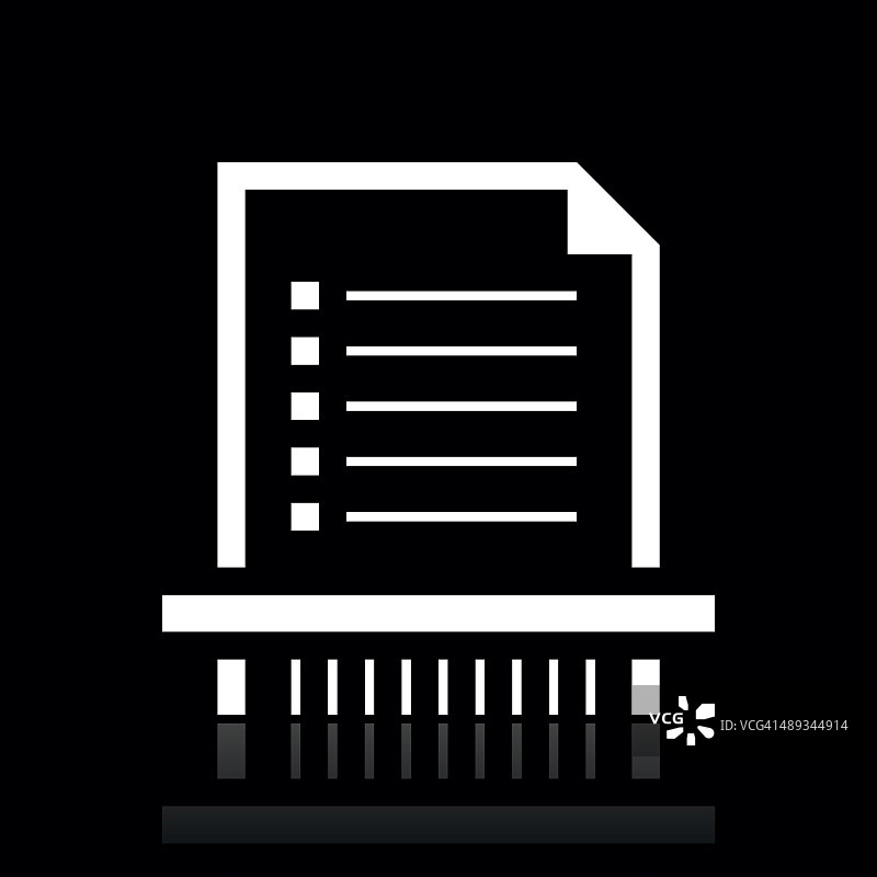 黑色背景上的文档图标 - 白色系列图片素材