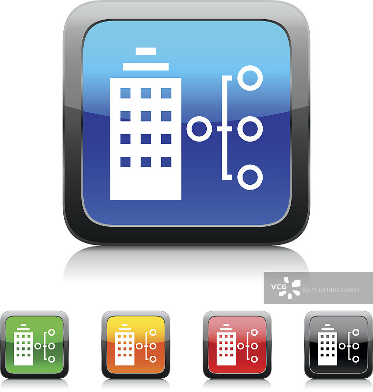 彩色按钮上的办公楼图标 - Style系列图片素材