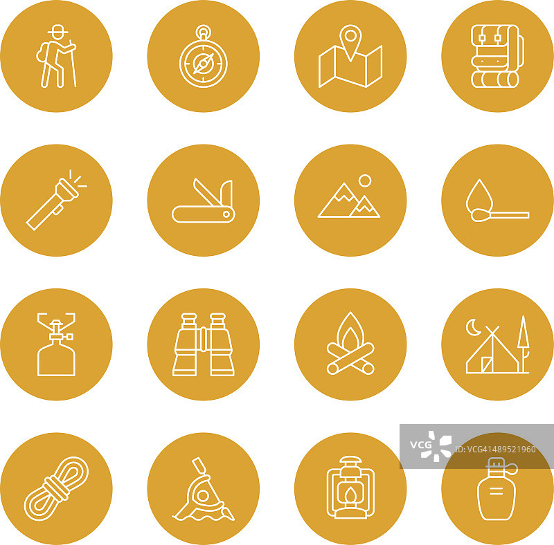 露营图标-浅色-圆形图片素材