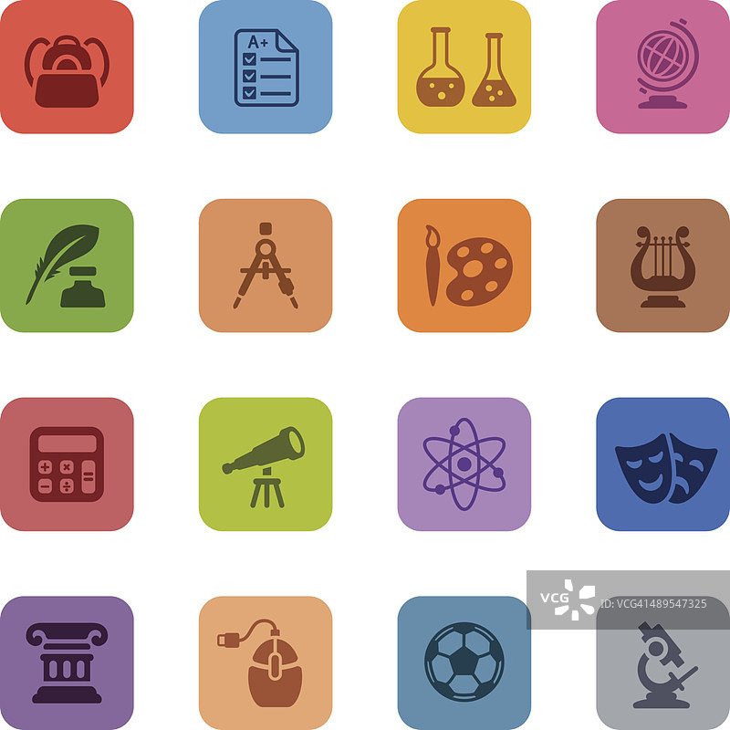彩色教育图标集图片素材