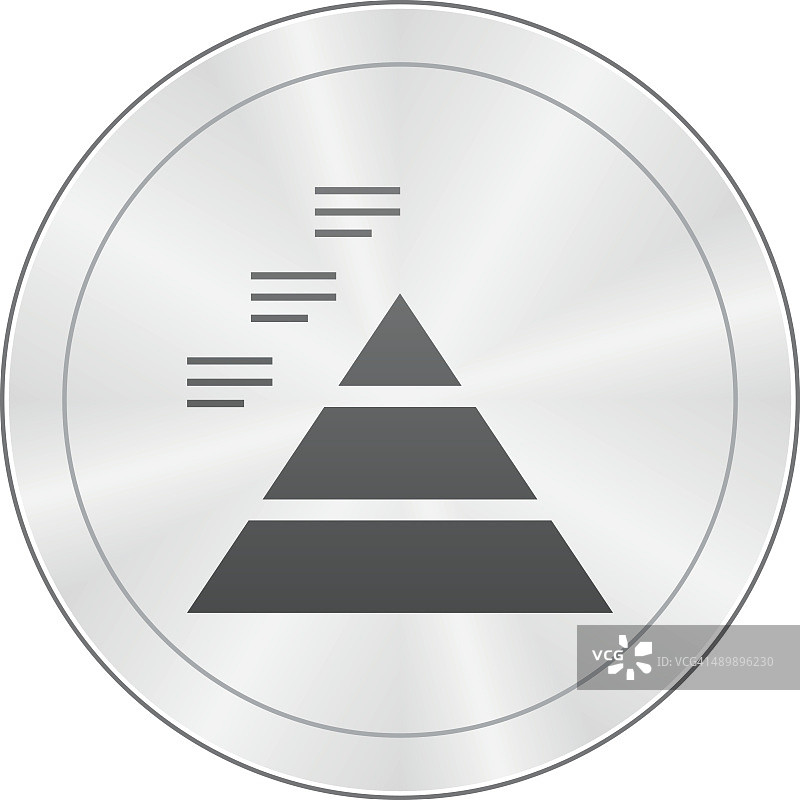 圆形按钮上的金字塔图标 - 锐利系列图片素材