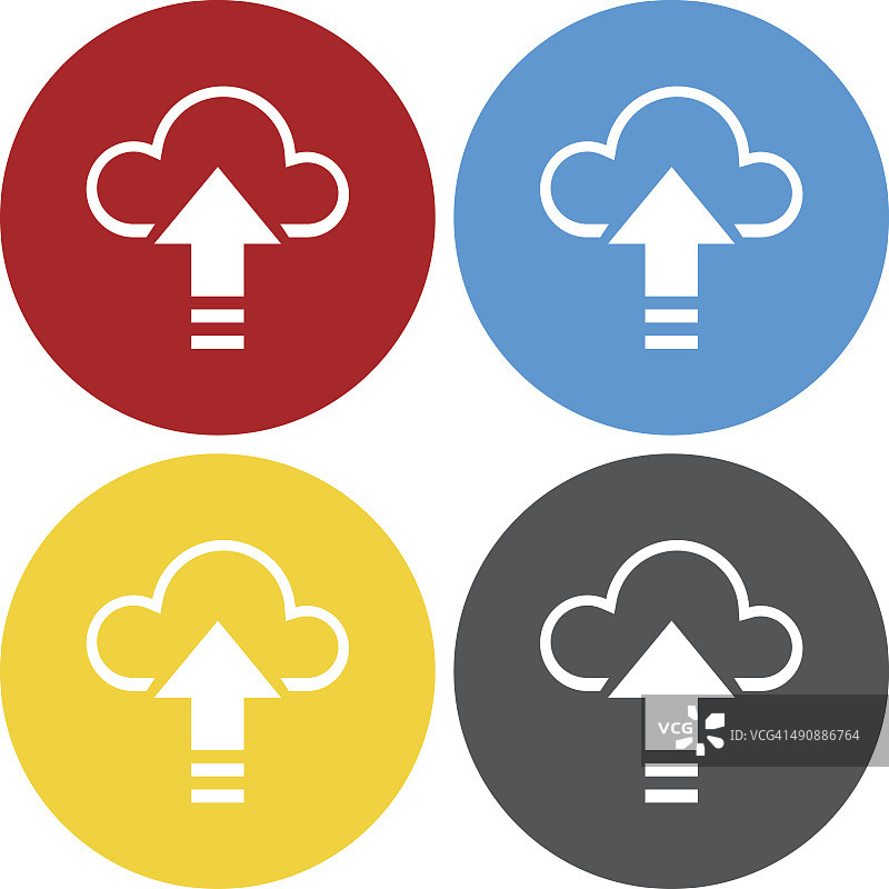 圆形按钮上的云计算图标-圆形系列图片素材