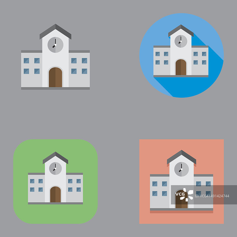 扁平风格学校建筑图标|Kalaful系列图片素材