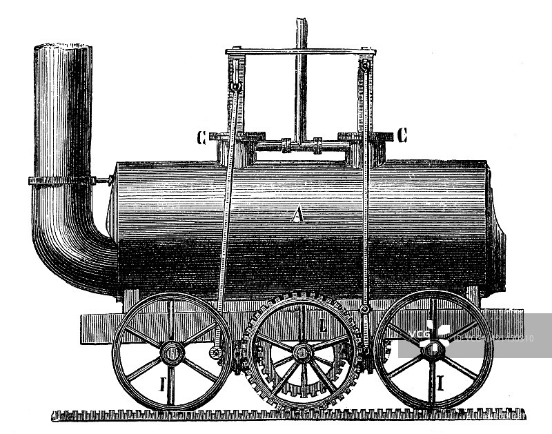 蒸汽机车复古插画图片素材