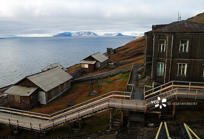 巴伦支堡的古老木制建筑图片素材