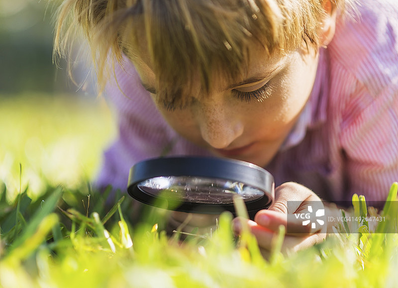 在美国佛罗里达州寻找昆虫的男孩图片素材