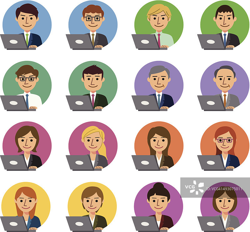 使用笔记本电脑的商务人士图片素材