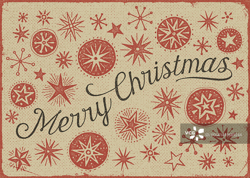 复古手绘圣诞贺卡图片素材