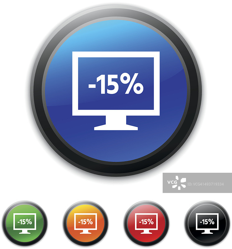 电脑显示器图标上的圆形按钮。——ShinedSeries图片素材