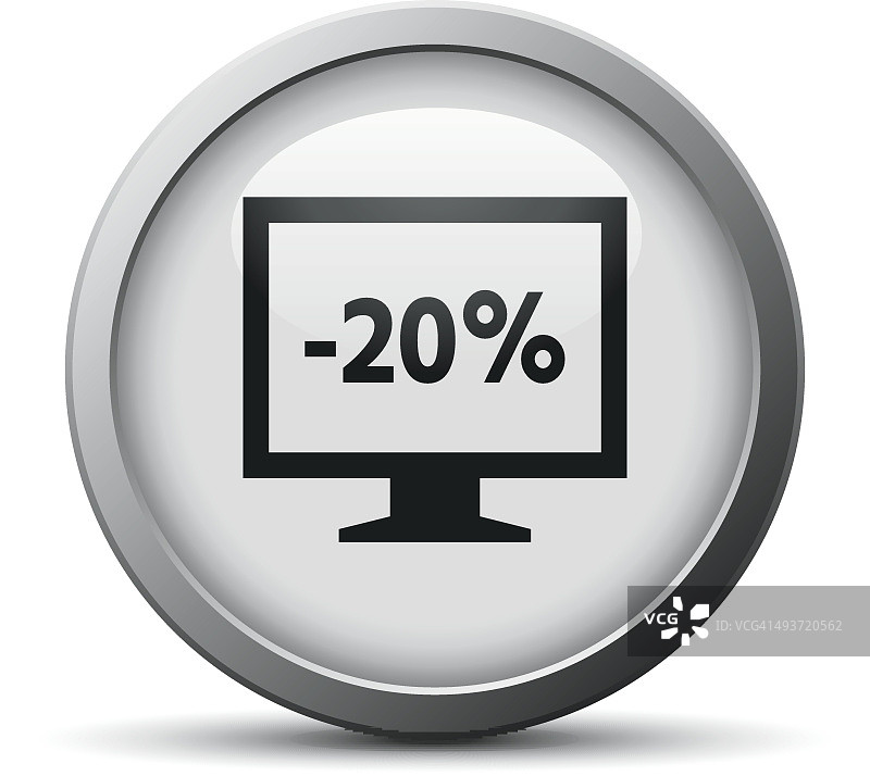 电脑显示器上的一个银色按钮图标。——SilverSeries图片素材