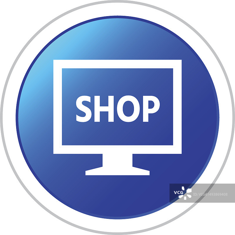 电脑显示器图标上的一个圆形按钮。——StickerSeries图片素材
