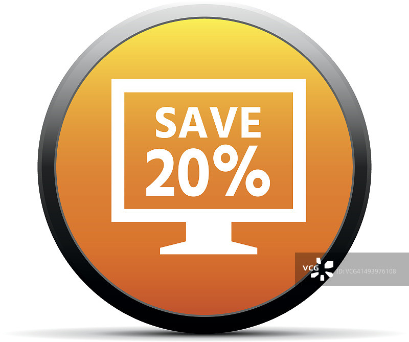 电脑显示器图标上的一个圆形按钮。——SimpleSeries图片素材