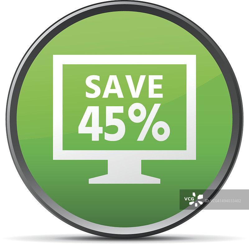 电脑显示器图标上的一个圆形按钮。——SlenderSeries图片素材