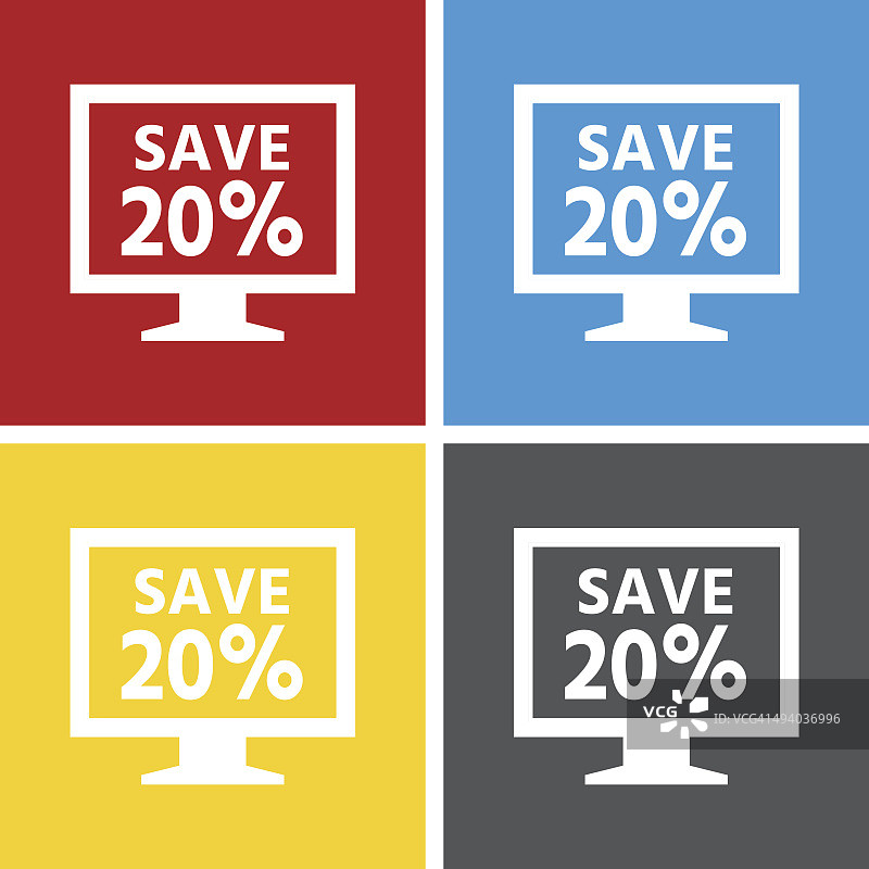 计算机显示器图标上的方形按钮。——SquareSeries图片素材