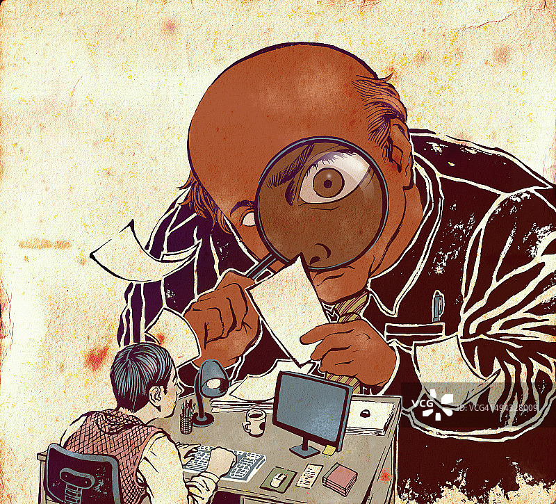 老板在办公室审阅文件图片素材