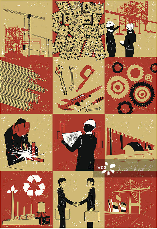 施工建设场景插画图片素材